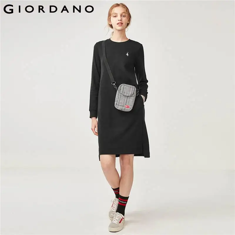 Giordano Женская Толстовка Платье женское вышитое животное флисовая подкладка