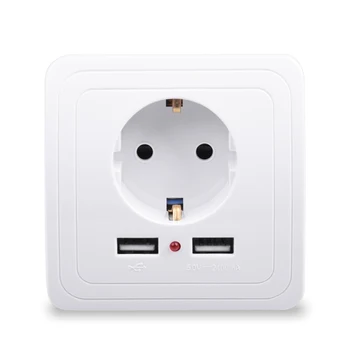 

New Arrival Wall Power Socket 16A EU Standard Outlet With 2400mA Dual USB Charger Port for Mobile Super Power Smart Home