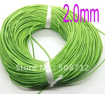 

Free ship!!! 2mm green color leather cord jewelry findings round leather cord 100meters/roll