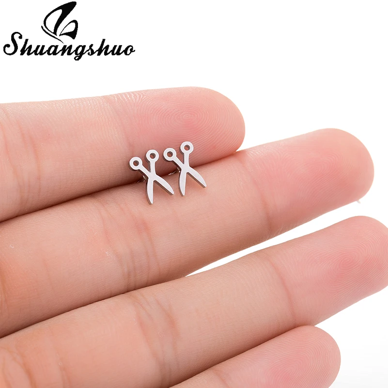 Shuangshuo личности женские ножницы серьги торговля из нержавеющей стали ножницы серьги гвоздики для женщин модные украшения