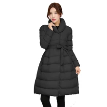 Fashion New Abrigos Mujer Winter Long Cotton Down Jacket Women Stand Collar Long Parka Thicken Warm