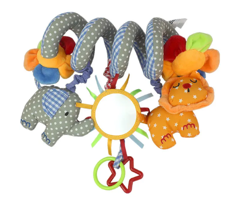 10PC Baby Rattle Stuffed Plush Doll Magic Mirror Musical Sound Car Bed hanging Toys Bell Ring Infant Elephant Lion Pink Butterf | Игрушки и