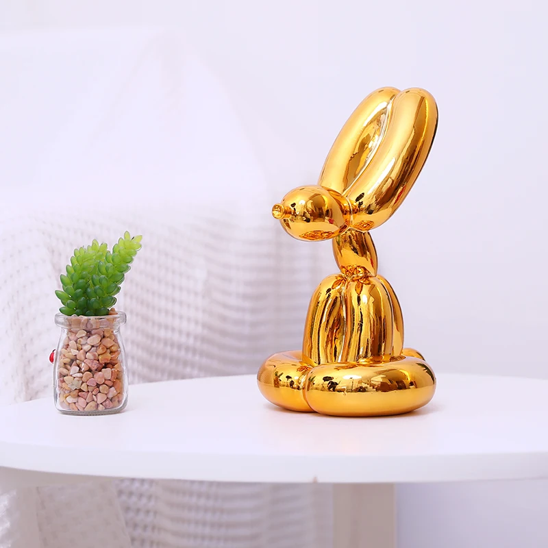 Cute Shiny Balloon Rabbit Abstract Crafts Resin Statue Home Decor Art Sculpture