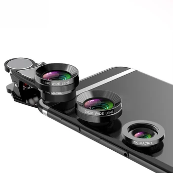 

4 In 1 Phone Lens 0.63X Wide Angle Macro Fish Eye Telephoto Zoom Lens For Samsung S8 S9 Plus Phone Camera Lens Kit