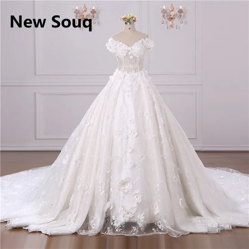 

Real Picture Ball Gown Wedding Dresses Off Shoulder Sweep Train Long Garden Bridal Dress Wedding Gowns Vestido De Noiva