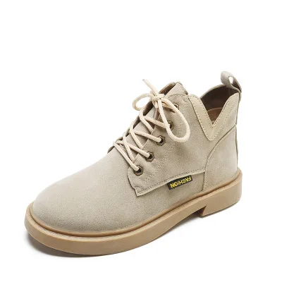 

2018 new women's Martin boots Korean version of the scrub head with a single shoes female students flat boots women.