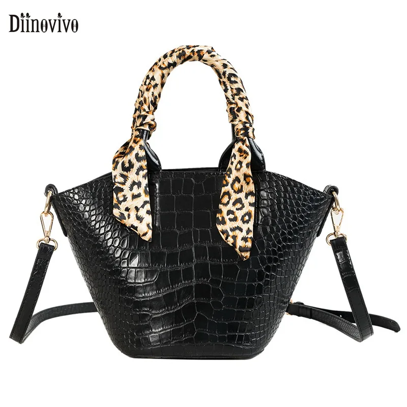 

Diinovivo Personality Women's Bags Crocodile Pattern Handbag Fashion Composite Women Bags Leopard Top-Handle Bag Female DNV0913