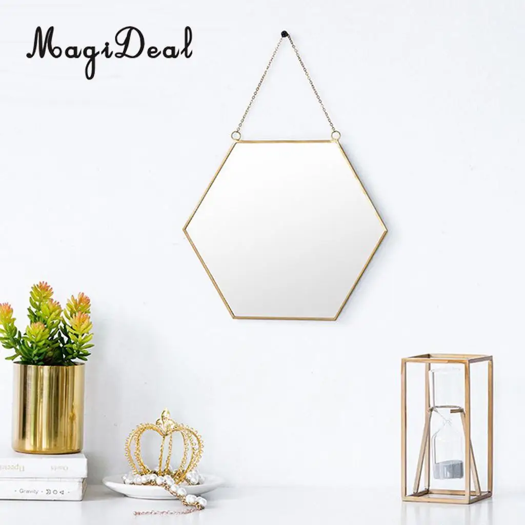 MagiDeal Wrough Iron Golden Frame Mirror Vanity Make Up Mirror Wall Mirror for Bathroom Entryways Washrooms Living Rooms
