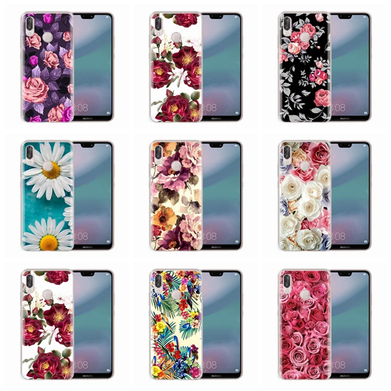 Мягкий чехол для huawei Nova 3 P Smart P10 Lite Honor 7A 8A 8X 8C 9 10 mate 20 узор TPU крышка с флорой D081 |