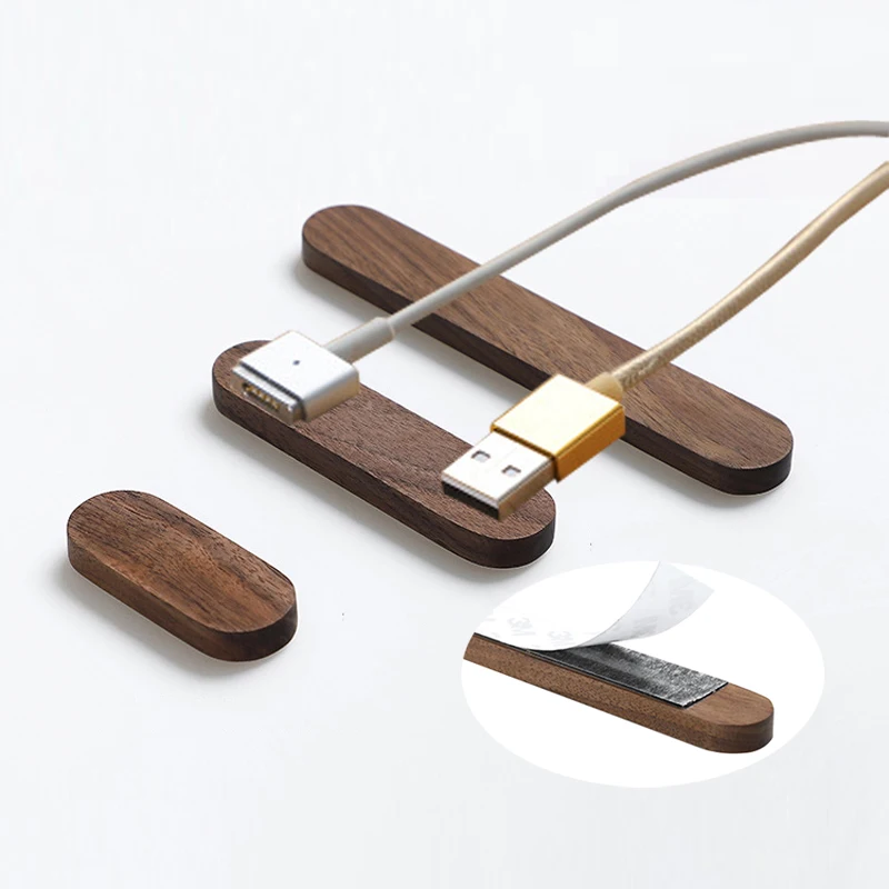 

Magnetic Cable Organizer Cable Winder Data Line Storage Button Magnetic Suction Car Charging Cable Solid Wood Desktop Fixed Rack