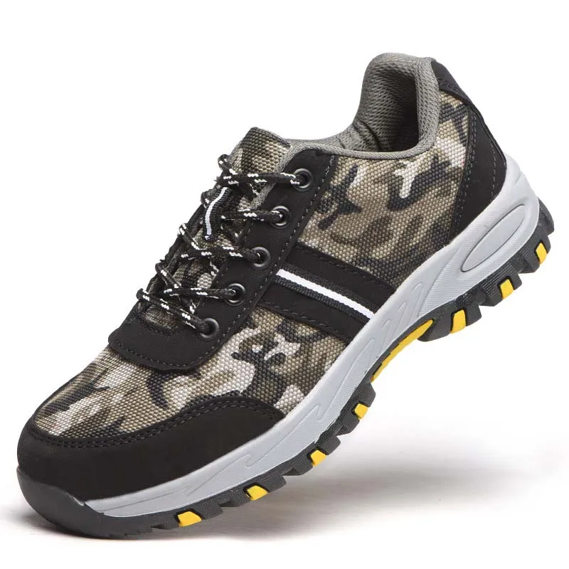 التمويه قماش غطاء صلب لأصبع القدم أحذية أمان سحق إثبات طعنة مقاومة العمل أحذية السلامة أحذية