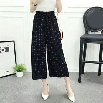

2019 Cool Hot Womens Wide Leg High Waist Casual Summer Thin Pants Loose Culottes Trousers HD88