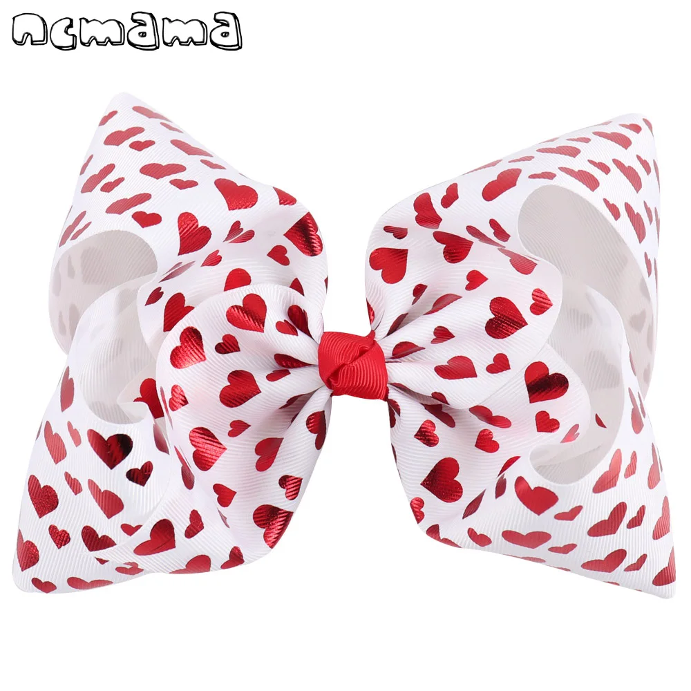 Ncmama аксессуары для волос банты на голову девочек Grosgrain Riibon Hairbows 7 дюймов Большой День Святого Валентина Детские Заколки головные уборы