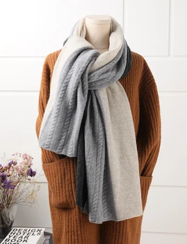 

Luxury Soft Winter Scarf Women Knitting Wool Scarves Knitted Thicken Warm Girl cashmere Shawl Stoles Wrap