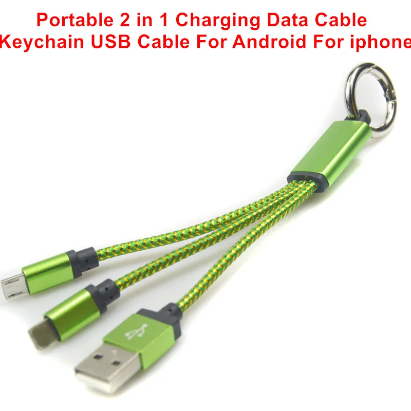 Micro USB Cable Keychain 2 in 1 Sync Data Charging Cables For iPhone 5 5S 6