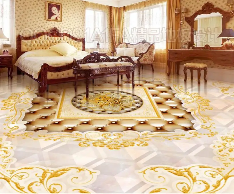 Custom 3d flooring European royal style 3d wall murals flooring