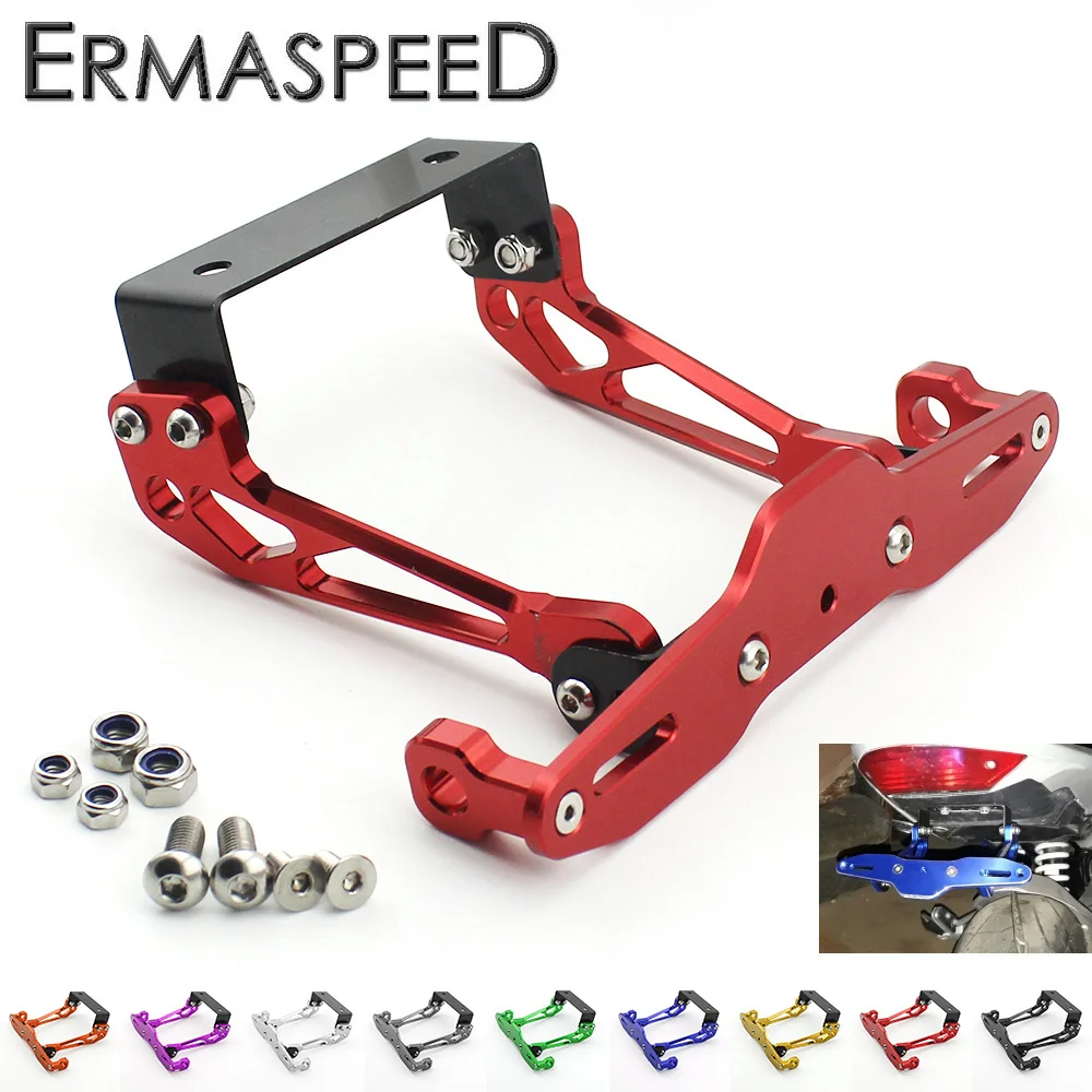 

Universal CNC Aluminum Motorcycle Rear License Plate Mount Holder with Turn Signal Lights Bracket for Honda Kawasaki Yamaha KTM