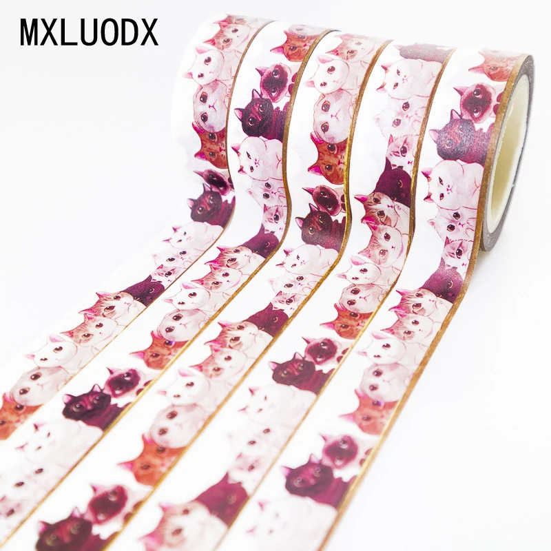 

Boxed Washi Tape Set Red Color Cats Pattern Sticky Scrapbook Decorative Adhesive Masking Paper Tape DIY Office Stationery 1PCS