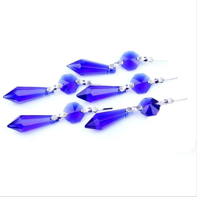 Candelabro azul de 80 piezas y 38mm, pieza colgante de cristal, gota en