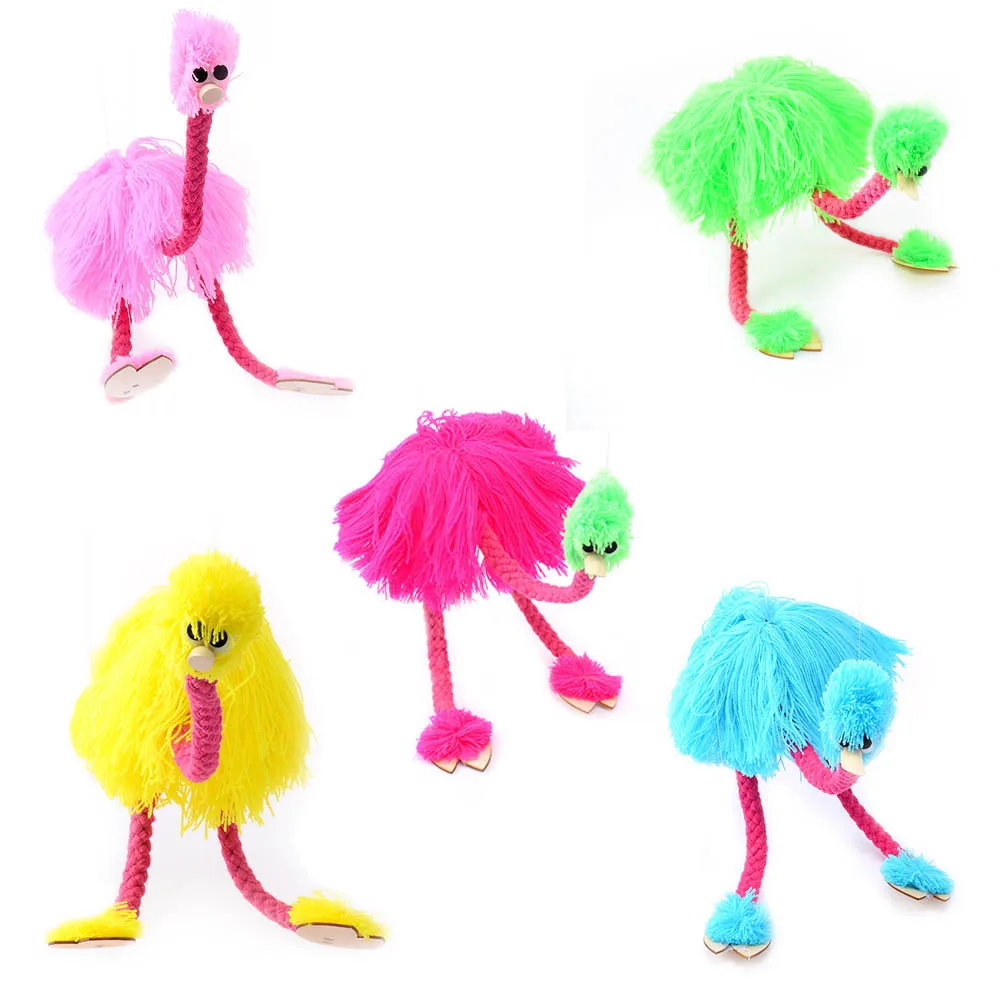 

5 Pcs/pack Christmas Funny Toy Pull String Puppet Ostrich Stuffed Marionette Toy Joint Activity Doll Festival Gift