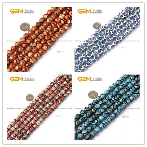 Faceted Pretty Fire Agate Beads 10mm Round Colorfu...
