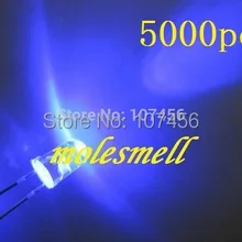 5000 шт 5 мм Ультра яркий синий светодиод 5 мм светоизлучающий диод 5 мм Прозрачная Круглая Синяя светодиодная