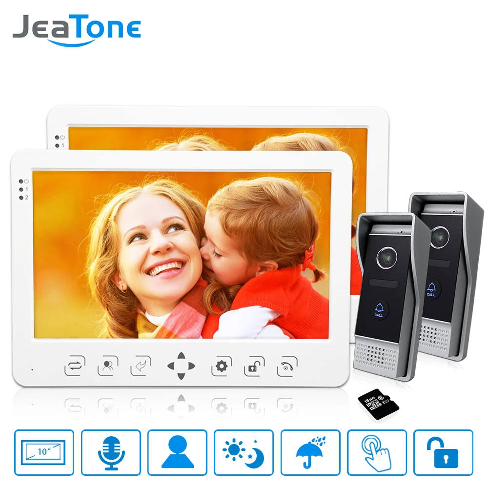 10''Video Door Phone Doorbell Intercom System 2*Touch Key Monitor+2* 1200TVL Call Button+16G Card Motion Detection/Voice Message 10''Video Door Phone Doorbell Intercom System 2*Touch Key Monitor+2* 1200TVL Call Button+16G Card Motion Detection/Voice Message