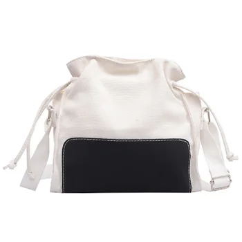

New Small Fresh Canvas Bag Female Student Sen Literary Drawstring Shoulder Bag