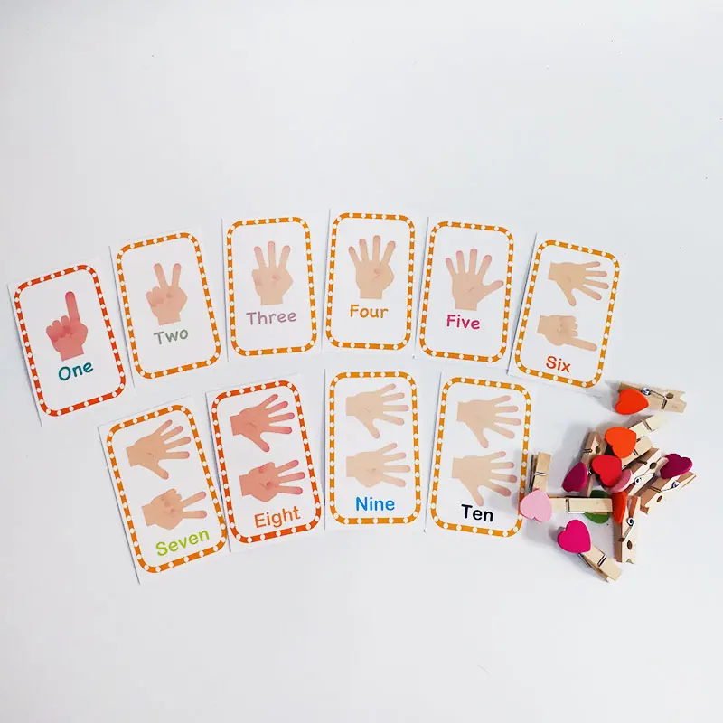 Montessori Digital Cards with Clips Set Language Materials Educational Learning Toys for Toddlers Juguetes Brinquedos MH0264H