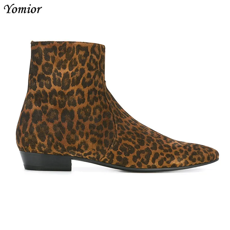 Men's Pointed Toe Chelsea Boots Genuine Cow Leather Male Ankle Boots Slip-On Casual Dress Business Spring Winter Man Shoes