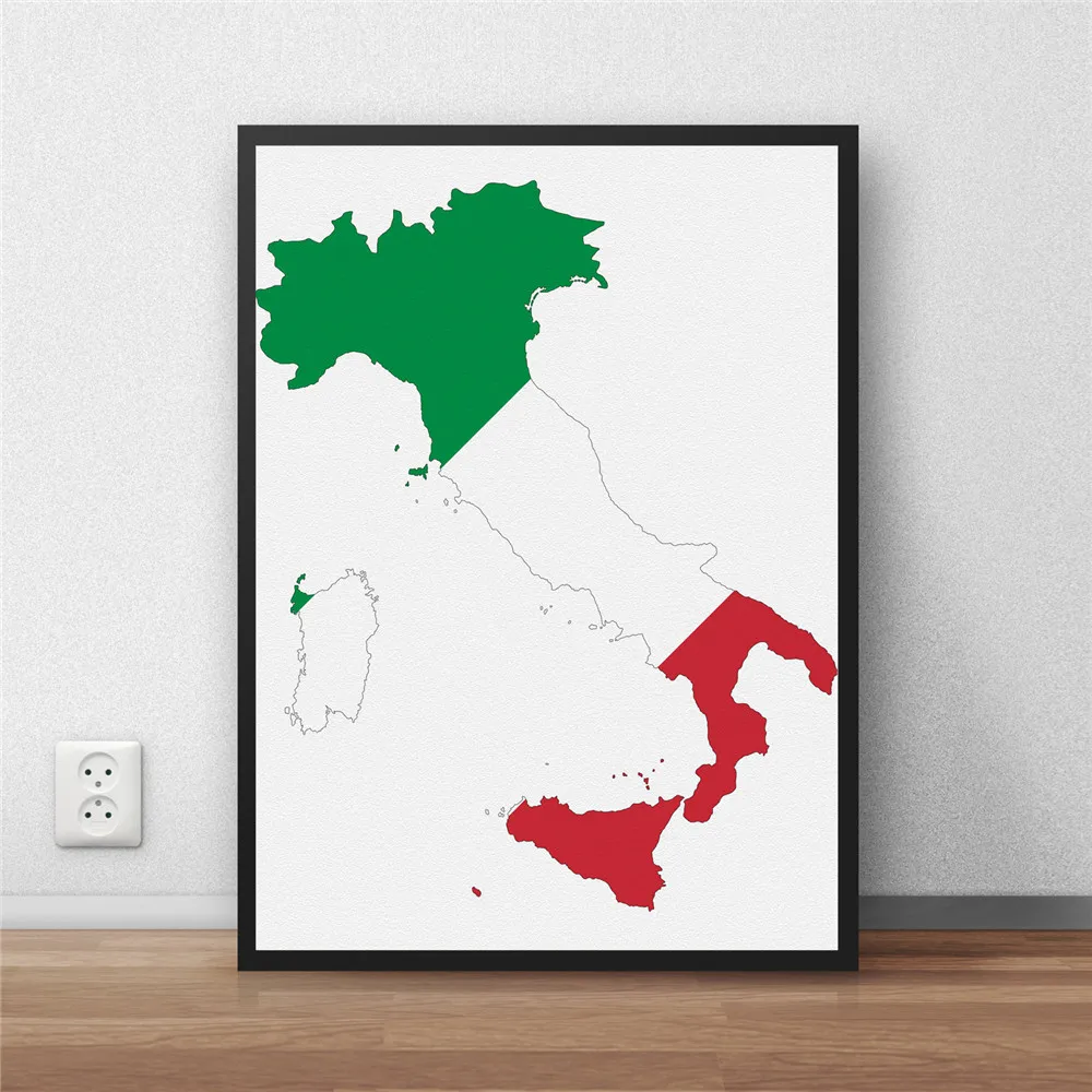 

Modern Coated poster library country map italy Flag World map Home decoration Painting cafe restaurant wall art sticker no frame