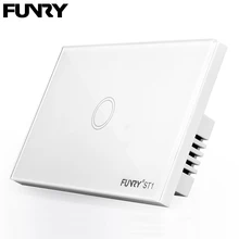 Funry Sensor Touch Switch ST1 1Gang US Standard Glass Touch Switch 110-240V Light Sensor Waterproof Switch Wall Light Switch