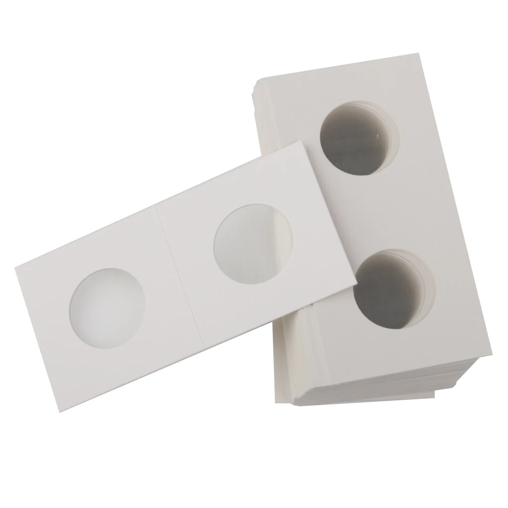 100x 2x2 Cardboard Coin Holder Protective Case Box Flips Mylar 26.5mm/40mm