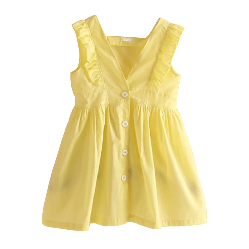 

Fashion Children Summer Dress Girls Sleeveless Clothing V-Neck Dresses for Girl with Lace 2019 New vestidos Cute Girls Dress