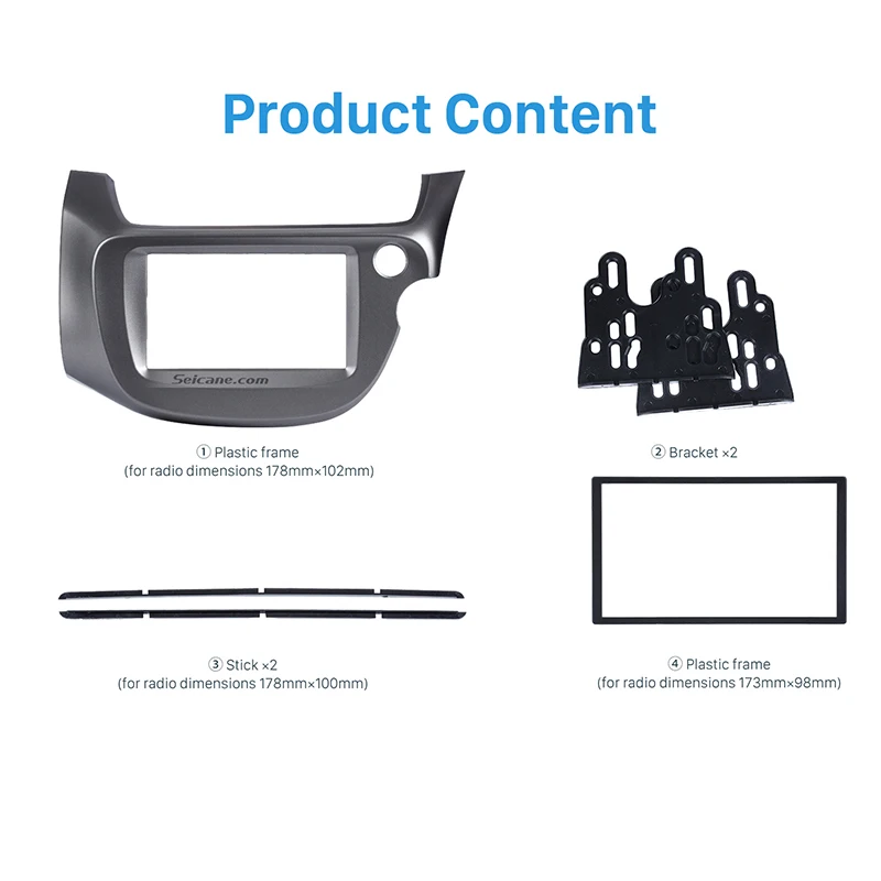 Seicane Профессиональный Серый двойной дин стерео радио панель для 2008-2013 Honda Fit RHD отделка рамка DVD рамка