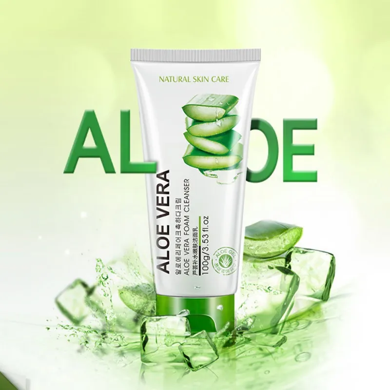

Face Soothing Moisture Aloe Vera Cleansing Gel Foam Hydrating Whitening Oil Control Comestic DX21