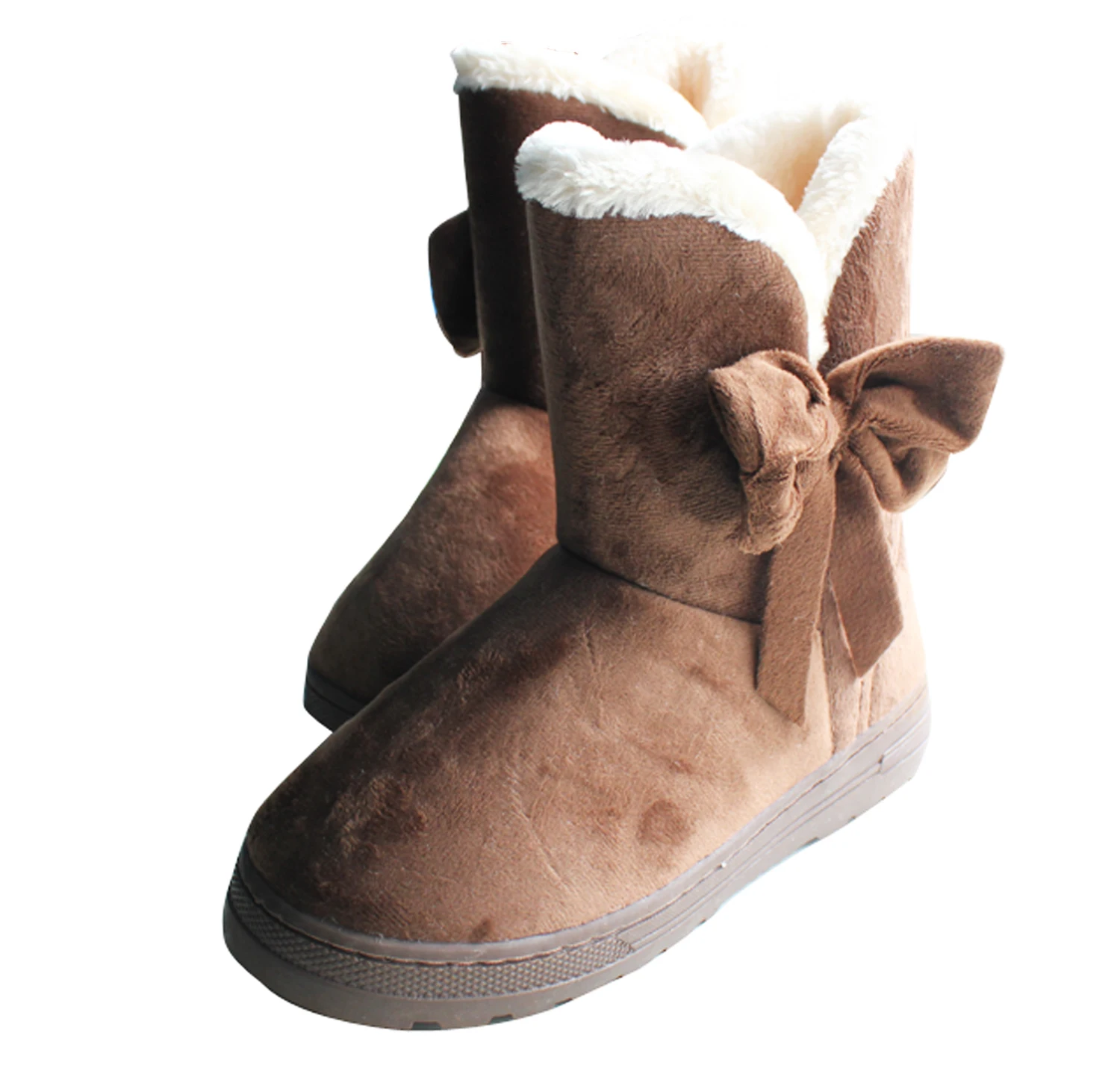 2016 Hot Sale Knee High Boots Fashion Women Warm Flat Heel Solid Bowknot Snow Boots Ankle Platforms flock Shoes Slip-On Bowtie