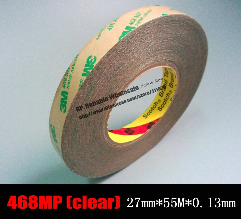(27mm*55M*0.13mm) Strong Adhesion 3M 468 MP Clear 200MP Adhesive Double Side Adhesive Transfer Tape for Camera Notebook PC Phone 3m double side adhesive tape for auto 3000cm x 0 8cm