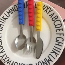 3 шт креативный строительный блок нож набор ложек и вилок