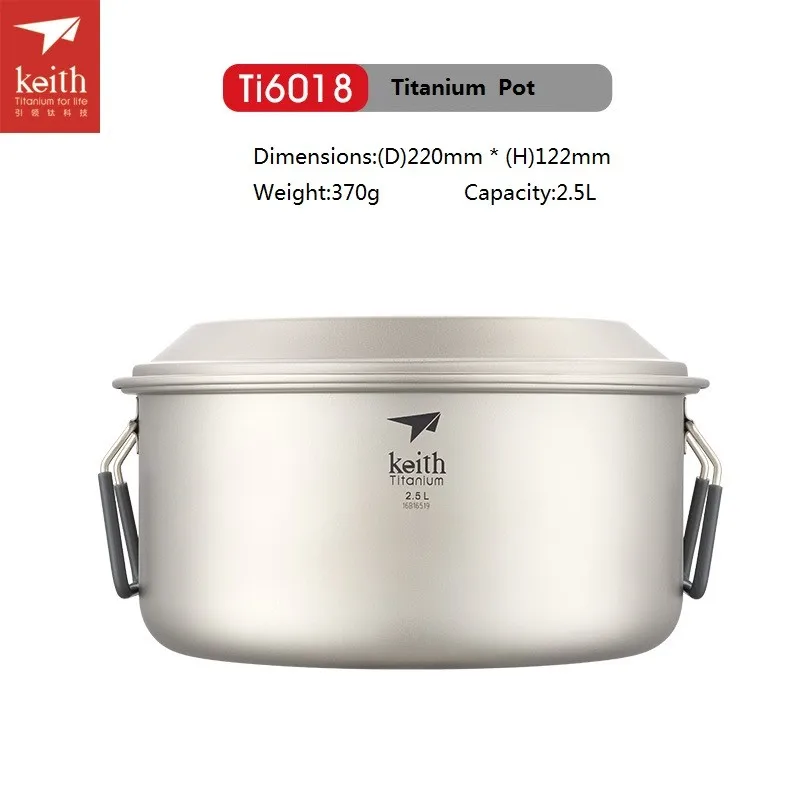 Keith Titanium pot camping al aire libre olla ultraligero picnice Utensilios de cocina ti6015/ti6018 Keith Titanium pot camping al aire libre olla ultraligero picnice Utensilios de cocina ti6015/ti6018