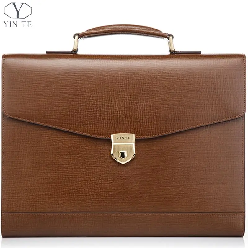 Yinte Men S Leather Briefcase Messenger Handbag Laptop Yinte Men S Leather Briefcase Messenger Handbag Laptop Office Bag Lawyer Teacher Business Hard Bags Portfolio T8570 4 In Briefcases From Luggage