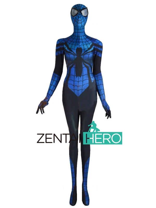 Free Shipping DHL NEW Sensational Spider Costume 3D Printing Blue Female Spider man Costume 2017 Fancy