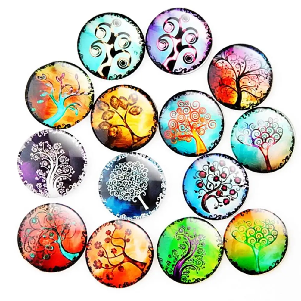 

(100pcs/lot) 12mm assorted Flat Cabochons embellishments life tree