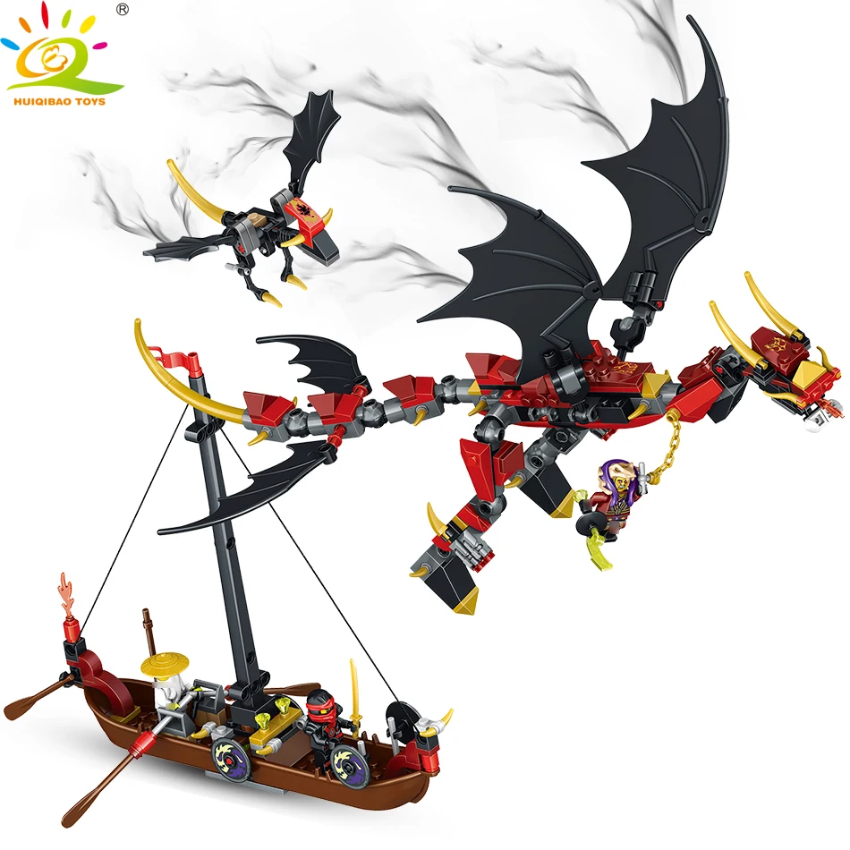 

329pcs Ninjaed evil Dragon Mech Building Blocks kai figures Bricks Boat Educational Toys for children