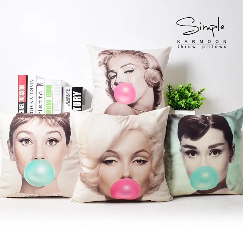 

Marilyn Monroe Print Decorative Sofa Cushion Cover Cotton Linen Throw Pillow Case Chair Pillow Covers 45x45cm