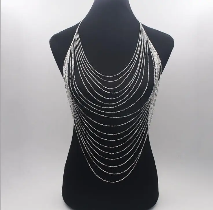 Европа и Америка преувеличенное металлическое длинное кистовое ожерелье цепочка-ожерелье на пояс женская сексуальная одежда аксессуары грудь цепь
