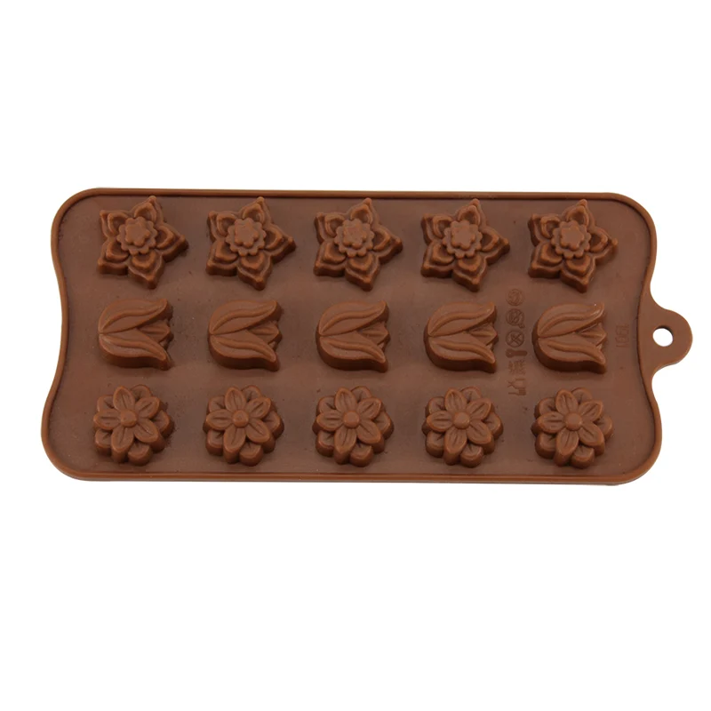

15 Holes Flower Shape Silicone Chocolate Mold Desserts Candy Mould Cake Decorating Tools For Jelly Ice Pudding Molds Bakeware