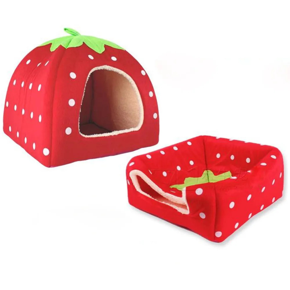 1pcs Hot Soft Strawberry Pet Dog Cat Bed House Kennel Doggy Warm