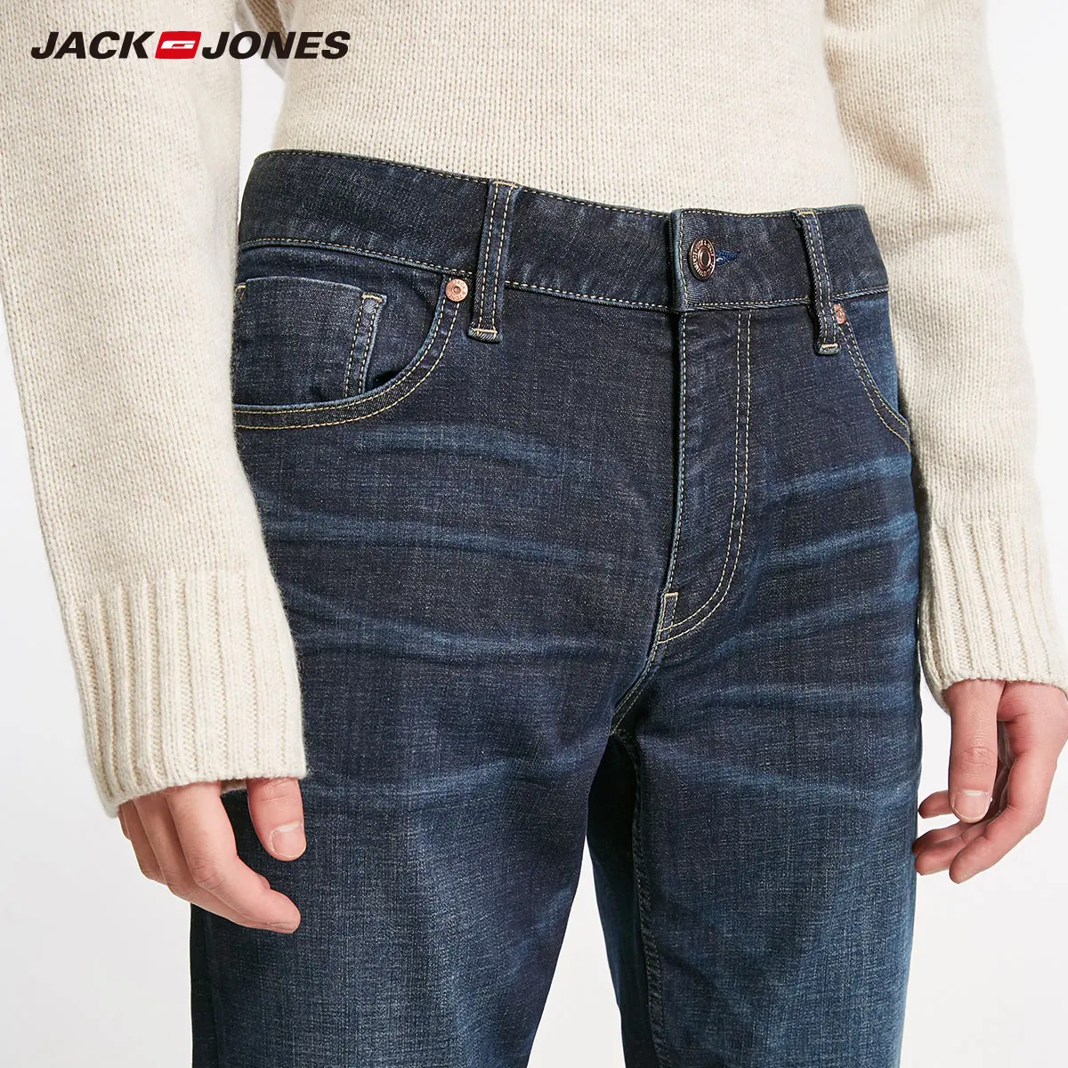 Jack Jones, новинка, Брендовые мужские джинсы, хлопок, одноцветные, прямые, повседневные джинсы, брюки, джинсовые штаны для мужчин | 218432520