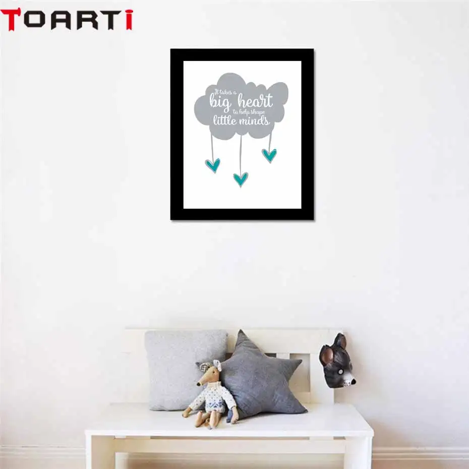 Teacher Gift Posters Prints Posters Cartoon Big Heart Quotes Canvas Painting On The Wall Modern Art Pictures Kids Room home Deco (3)